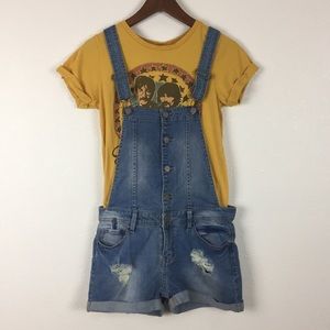Cute Tinseltown distressed short jeans overalls -m